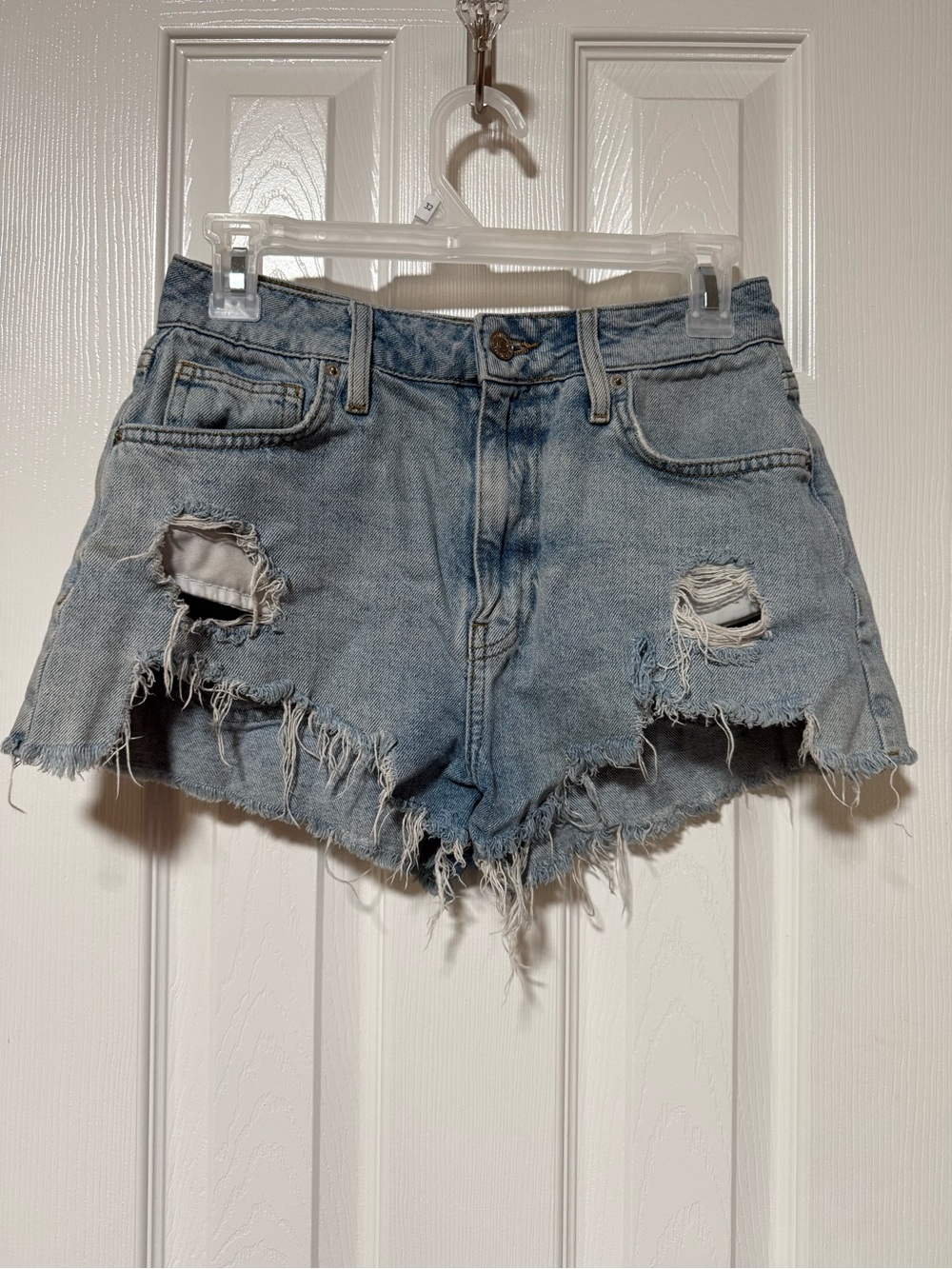 Forever 21 Light Blue Distressed Denim Cutoff Shorts